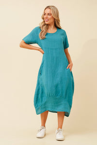 BOTTEGA MODA_MID SLEEVE MAXI DRESS TEAL _ MID SLEEVE MAXI DRESS TEAL _ Ebony Boutique NZ