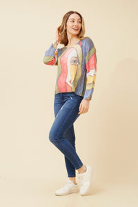 BOTTEGA MODA_PRINTED SILKY KNIT JUMPER BRIGHT MULTI _ PRINTED SILKY KNIT JUMPER BRIGHT MULTI _ Ebony Boutique NZ