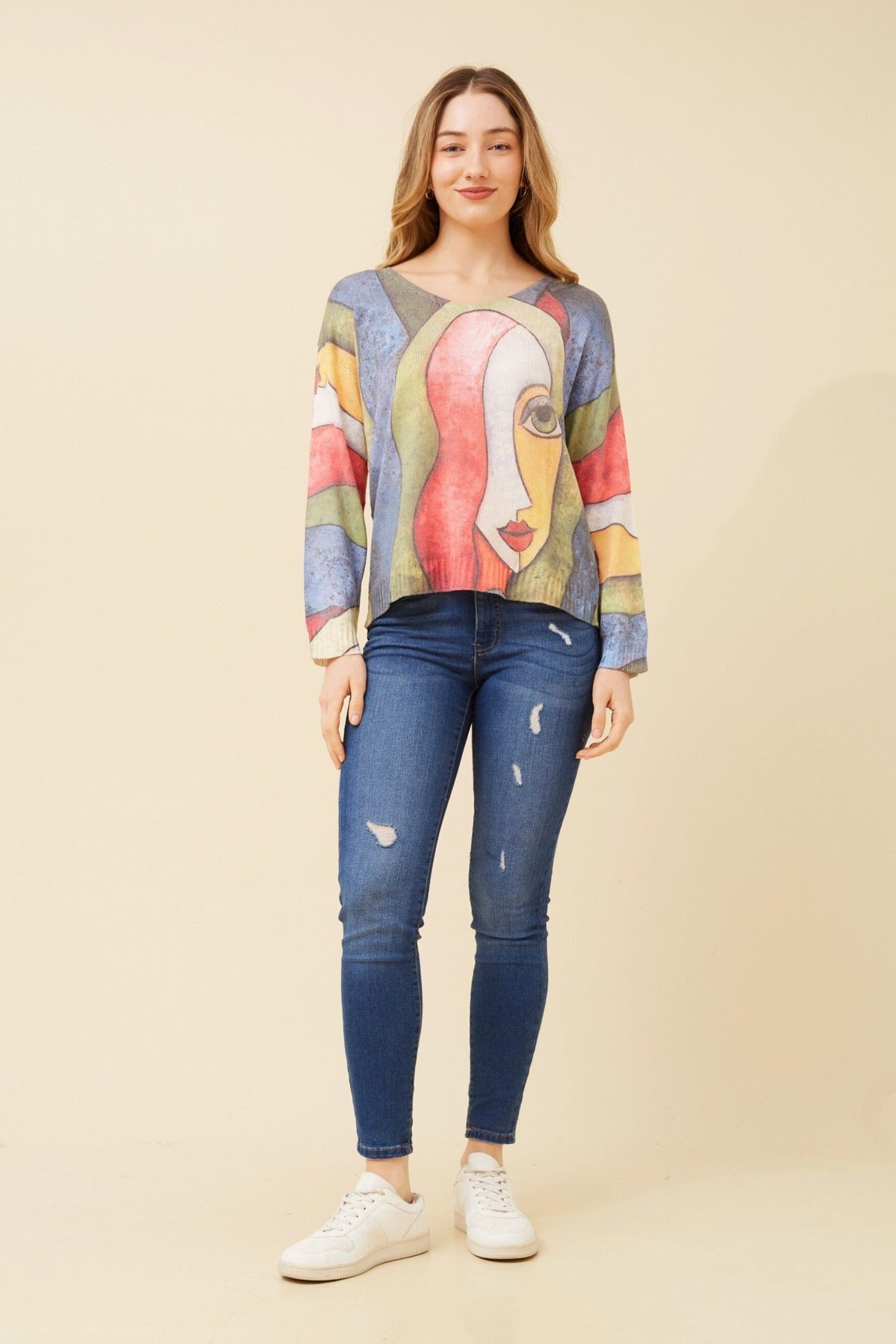 BOTTEGA MODA_PRINTED SILKY KNIT JUMPER BRIGHT MULTI _ PRINTED SILKY KNIT JUMPER BRIGHT MULTI _ Ebony Boutique NZ