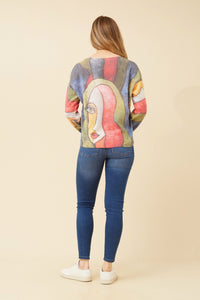 BOTTEGA MODA_PRINTED SILKY KNIT JUMPER BRIGHT MULTI _ PRINTED SILKY KNIT JUMPER BRIGHT MULTI _ Ebony Boutique NZ