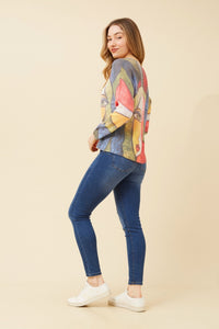 BOTTEGA MODA_PRINTED SILKY KNIT JUMPER BRIGHT MULTI _ PRINTED SILKY KNIT JUMPER BRIGHT MULTI _ Ebony Boutique NZ