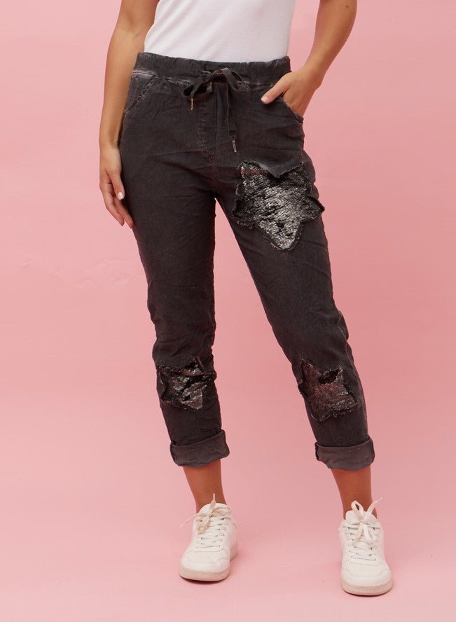 BOTTEGA MODA_SEQUIN STAR JOGGER _ SEQUIN STAR JOGGER _ Ebony Boutique NZ