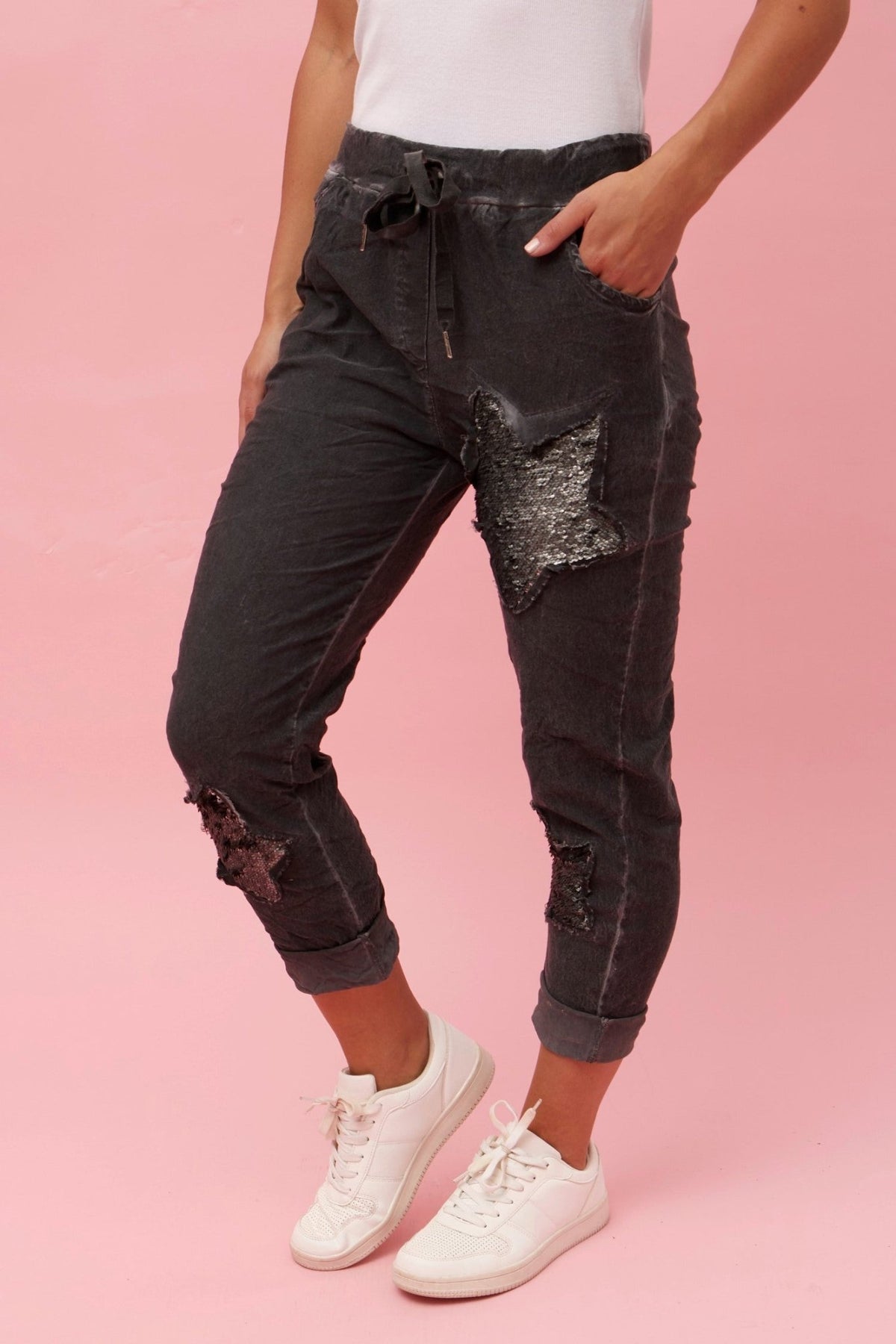 BOTTEGA MODA_SEQUIN STAR JOGGER _ SEQUIN STAR JOGGER _ Ebony Boutique NZ