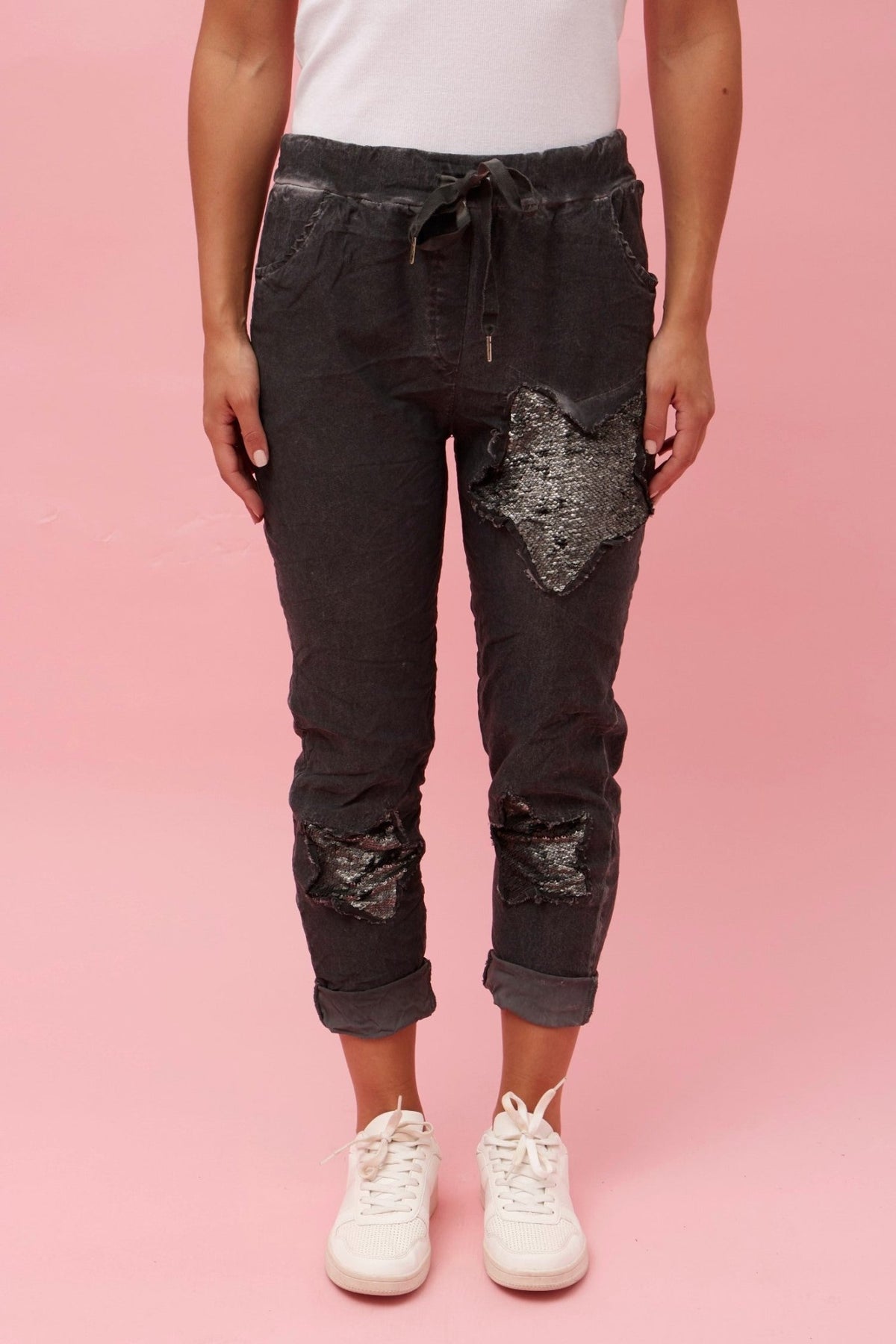 BOTTEGA MODA_SEQUIN STAR JOGGER _ SEQUIN STAR JOGGER _ Ebony Boutique NZ