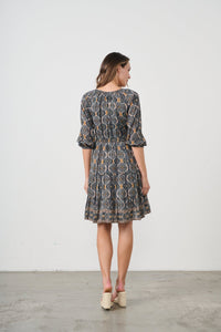 CAJU_KOSMOS PRINT DRESS ELASTIC WAIST _ KOSMOS PRINT DRESS ELASTIC WAIST _ Ebony Boutique NZ