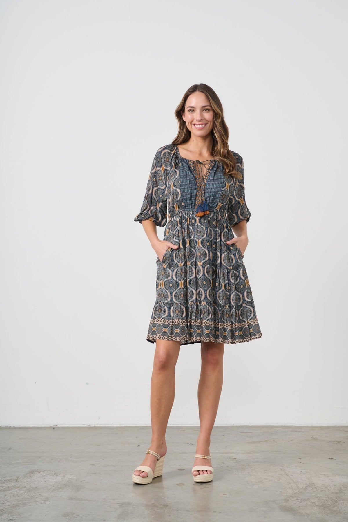 CAJU_KOSMOS PRINT DRESS ELASTIC WAIST _ KOSMOS PRINT DRESS ELASTIC WAIST _ Ebony Boutique NZ