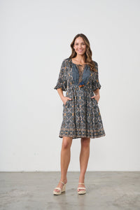 CAJU_KOSMOS PRINT DRESS ELASTIC WAIST _ KOSMOS PRINT DRESS ELASTIC WAIST _ Ebony Boutique NZ