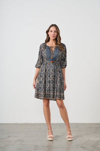 CAJU_KOSMOS PRINT DRESS ELASTIC WAIST _ KOSMOS PRINT DRESS ELASTIC WAIST _ Ebony Boutique NZ