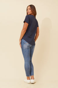 CAROLINE MORGAN_AMITIE TSHIRT NAVY _ AMITIE TSHIRT NAVY _ Ebony Boutique NZ