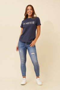 CAROLINE MORGAN_AMITIE TSHIRT NAVY _ AMITIE TSHIRT NAVY _ Ebony Boutique NZ