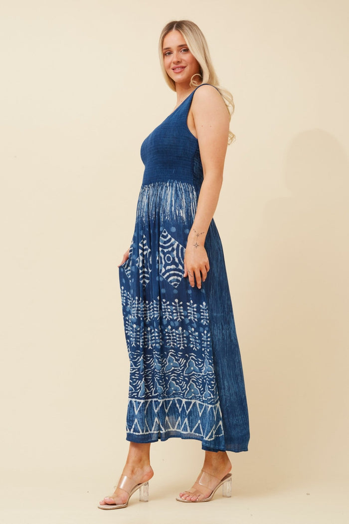 CAROLINE MORGAN_BLUE BEACH DRESS _ BLUE BEACH DRESS _ Ebony Boutique NZ