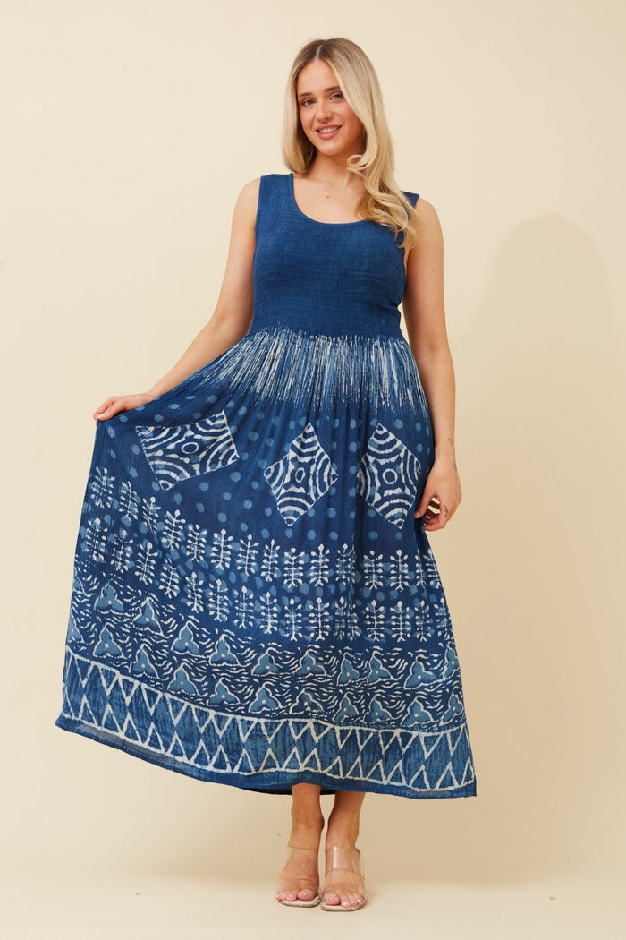 CAROLINE MORGAN_BLUE BEACH DRESS _ BLUE BEACH DRESS _ Ebony Boutique NZ