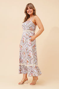 CAROLINE MORGAN_BOHO FLORAL PRINTED MAXI DRESS STRAPPY _ BOHO FLORAL PRINTED MAXI DRESS STRAPPY _ Ebony Boutique NZ