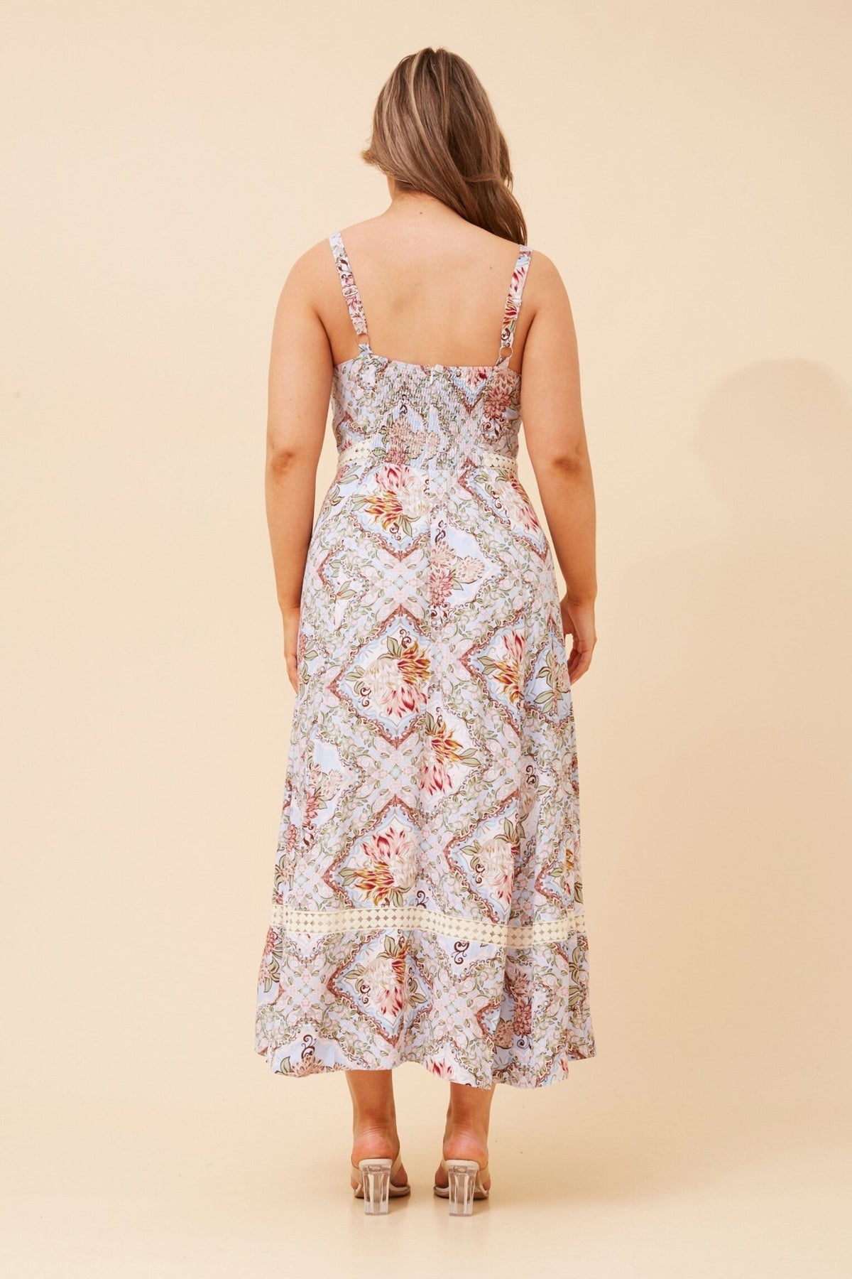 CAROLINE MORGAN_BOHO FLORAL PRINTED MAXI DRESS STRAPPY _ BOHO FLORAL PRINTED MAXI DRESS STRAPPY _ Ebony Boutique NZ