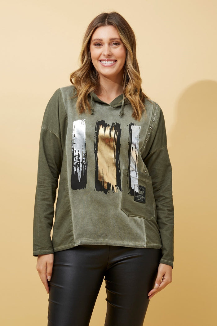 CAROLINE MORGAN_BRUSH STOKE PRINT JUMPER _ BRUSH STOKE PRINT JUMPER _ Ebony Boutique NZ