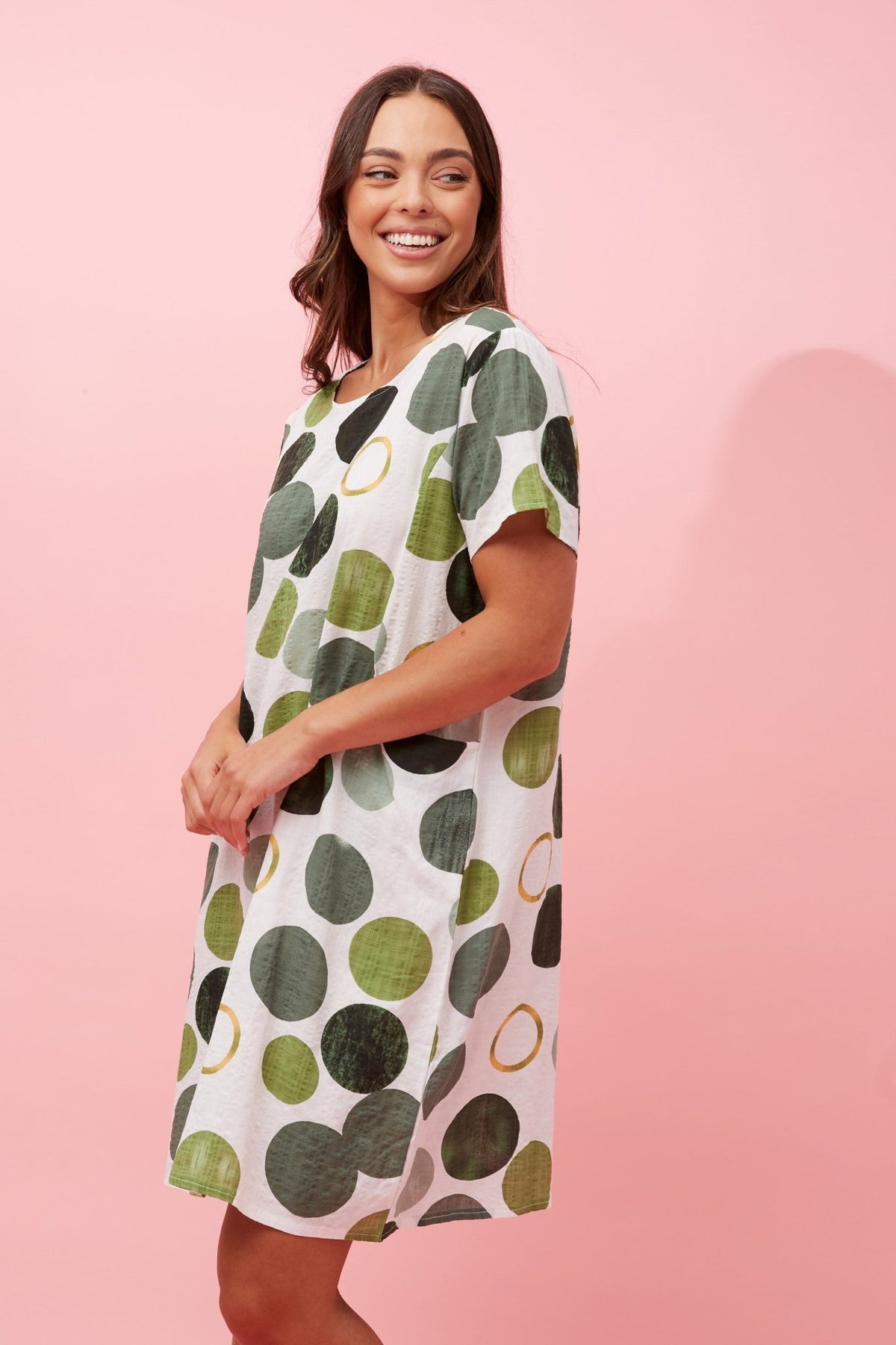 CAROLINE MORGAN_COTTON DRESS WITH POCKETS _ COTTON DRESS WITH POCKETS _ Ebony Boutique NZ