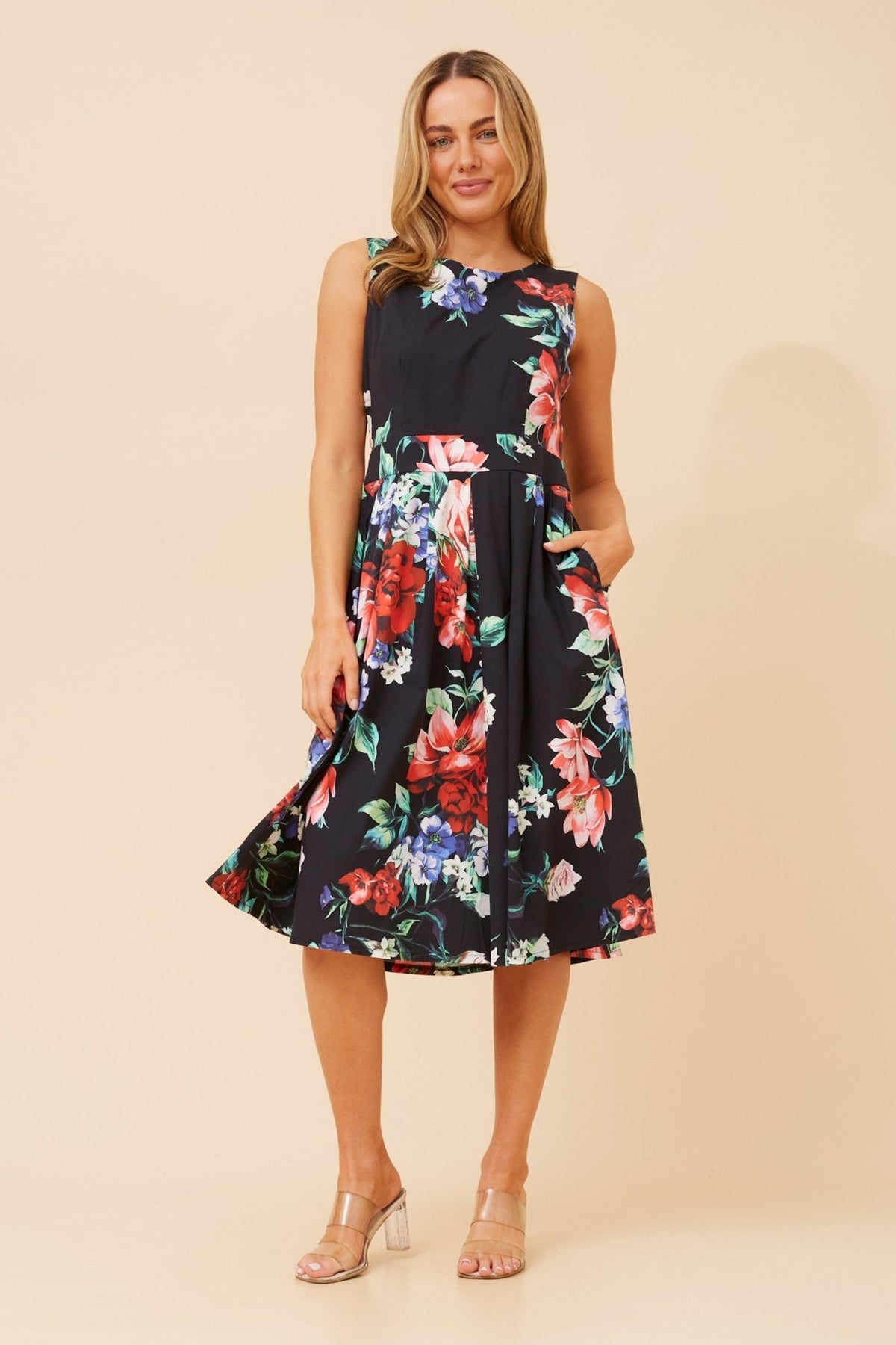 Caroline Morgan Fit and Flare Floral Dress | Knee Length Dress NZ Ebony Boutique NZ Caroline Morgan Fit and Flare Floral Dress | Knee Length Dress NZ Ebony Boutique NZ