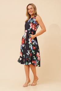 CAROLINE MORGAN_FLORAL FIT AND FLARE DRESS _ FLORAL FIT AND FLARE DRESS _ Ebony Boutique NZ