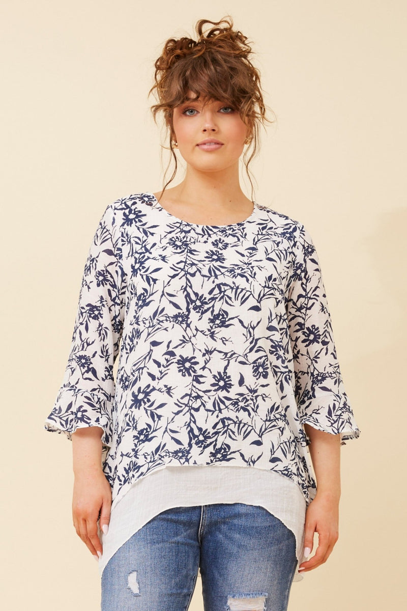 CAROLINE MORGAN_FLORAL LAYERED TOP _ FLORAL LAYERED TOP _ Ebony Boutique NZ