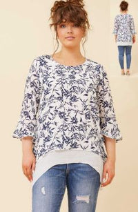 CAROLINE MORGAN_FLORAL LAYERED TOP _ FLORAL LAYERED TOP _ Ebony Boutique NZ