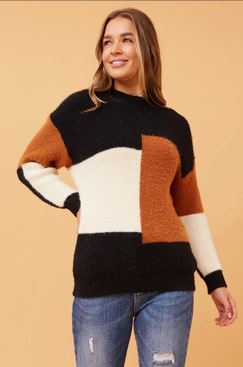 CAROLINE MORGAN_GEOMETRIC JUMPER _ GEOMETRIC JUMPER _ Ebony Boutique NZ