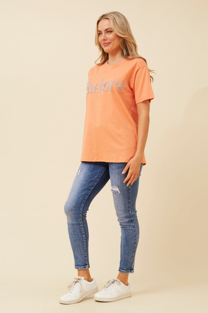 CAROLINE MORGAN_J'ADORE COTTON TEE MANGO _ J'ADORE COTTON TEE MANGO _ Ebony Boutique NZ