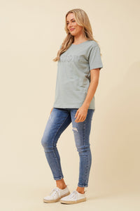 CAROLINE MORGAN_J'ADORE COTTON TEE SAGE _ J'ADORE COTTON TEE SAGE _ Ebony Boutique NZ