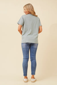 CAROLINE MORGAN_J'ADORE COTTON TEE SAGE _ J'ADORE COTTON TEE SAGE _ Ebony Boutique NZ