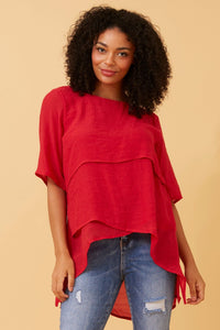 CAROLINE MORGAN_LAYERED TOP RED _ LAYERED TOP RED _ Ebony Boutique NZ