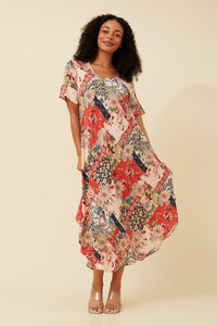 CAROLINE MORGAN_SHORT SLEEVE PAISLEY FLORAL PRINTED MIDI/MAXI DRESS _ SHORT SLEEVE PAISLEY FLORAL PRINTED MIDI/MAXI DRESS _ Ebony Boutique NZ