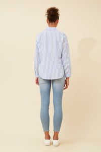 CAROLINE MORGAN_STRIPE SHIRT BLUE _ STRIPE SHIRT BLUE _ Ebony Boutique NZ