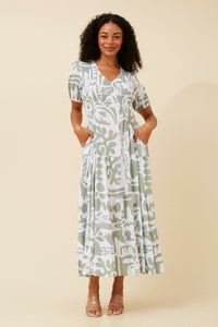 CAROLINE MORGAN_VEE NECK MAXI DRESS WITH POCKETS _ VEE NECK MAXI DRESS WITH POCKETS _ Ebony Boutique NZ