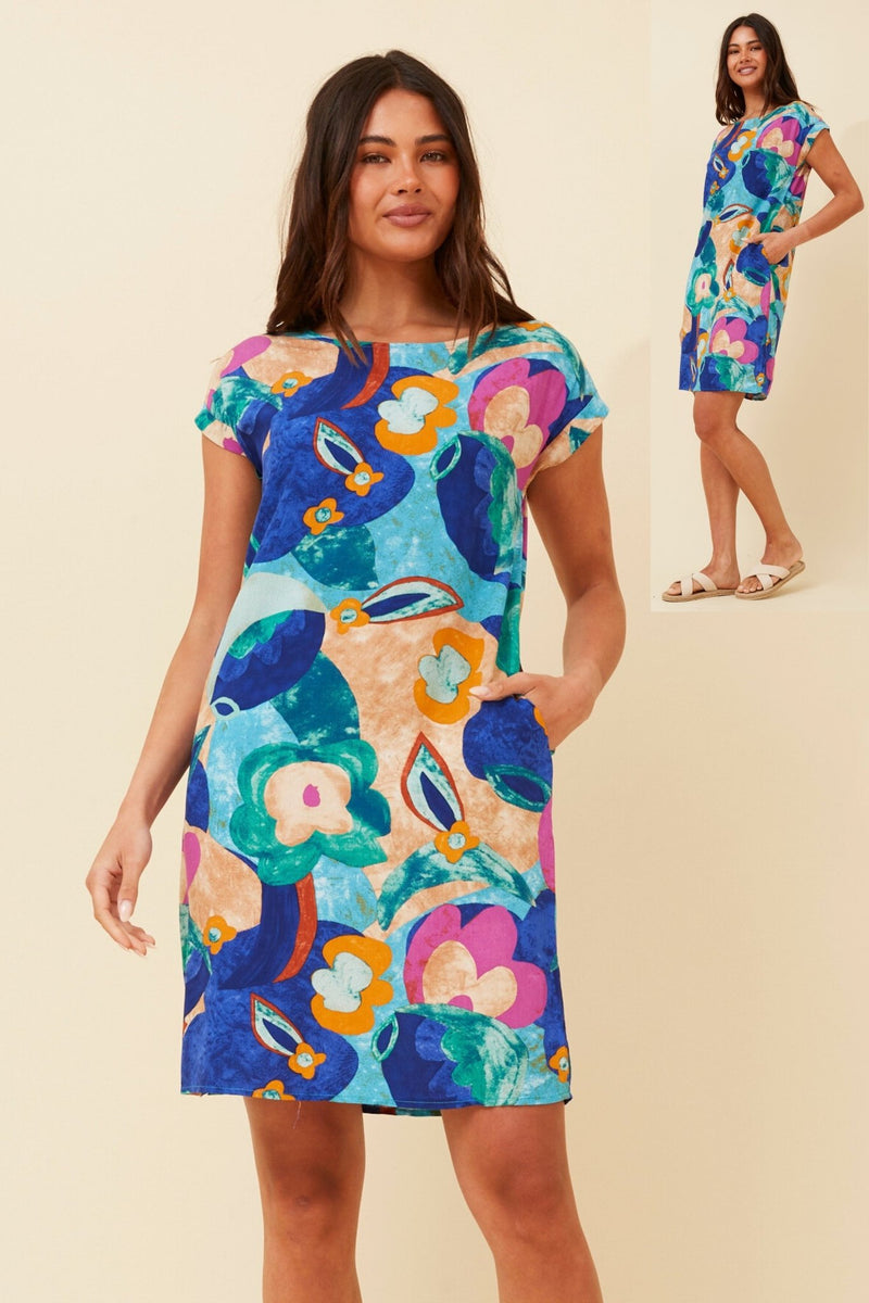 CAROLINE MORGAN_VISCOSE PRINT DRESS _ VISCOSE PRINT DRESS _ Ebony Boutique NZ