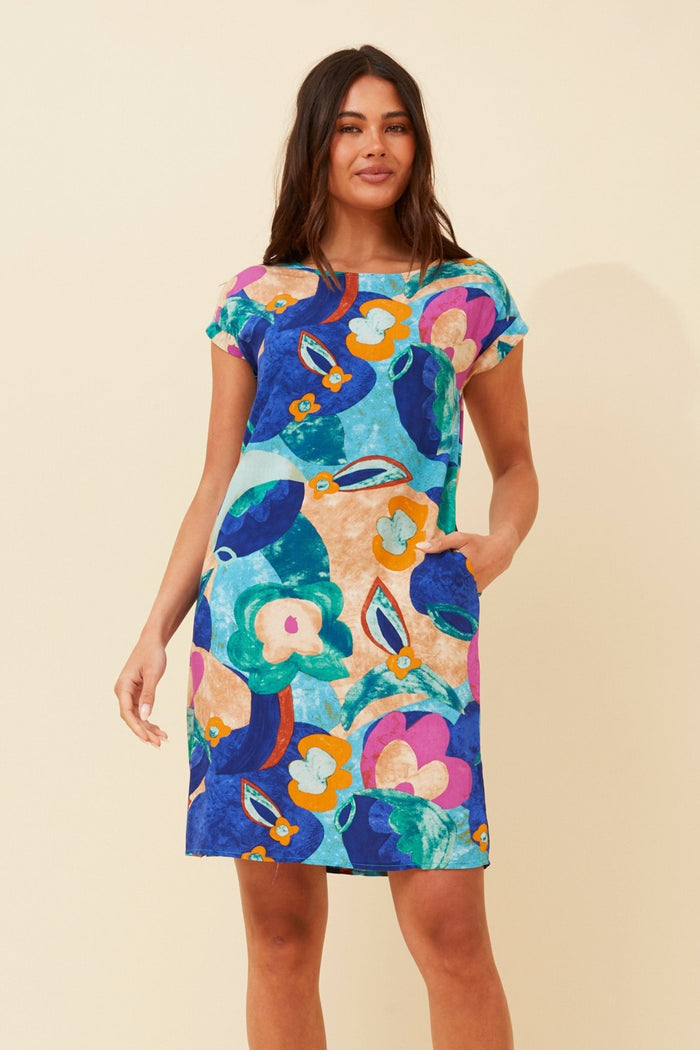 CAROLINE MORGAN_VISCOSE PRINT DRESS _ VISCOSE PRINT DRESS _ Ebony Boutique NZ