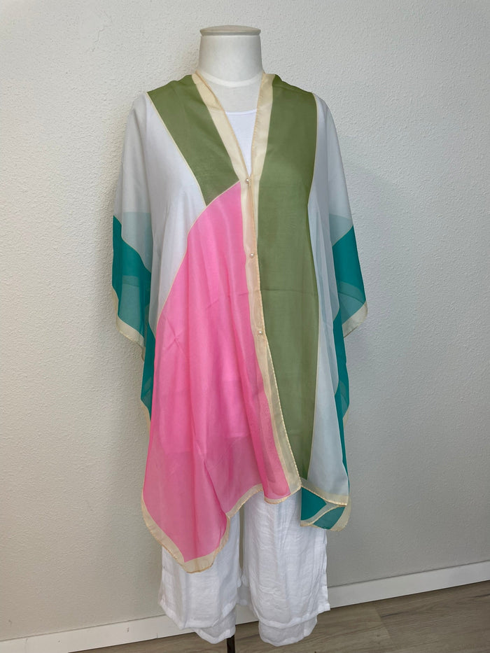 CHAMELEON_BEACH SHAWL PEARL BUTTON COVER UP _ BEACH SHAWL PEARL BUTTON COVER UP _ Ebony Boutique NZ