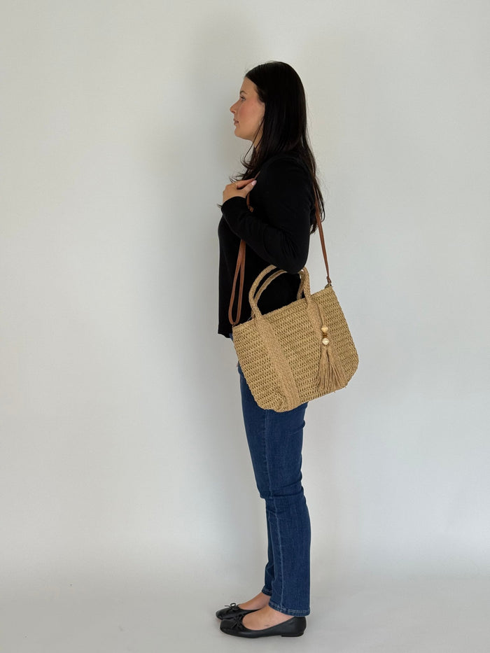 CHAMELEON_RAFFIA BEACH BAG CROSSBODY STRAP _ RAFFIA BEACH BAG CROSSBODY STRAP _ Ebony Boutique NZ