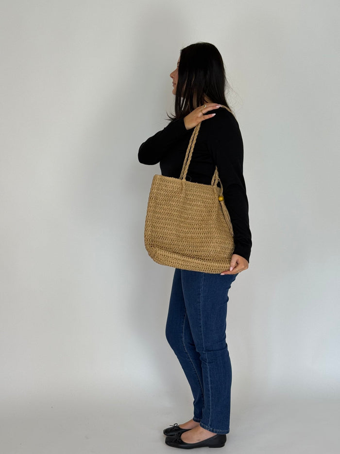 CHAMELEON_RAFFIA BEACH BAG TOTE _ RAFFIA BEACH BAG TOTE _ Ebony Boutique NZ