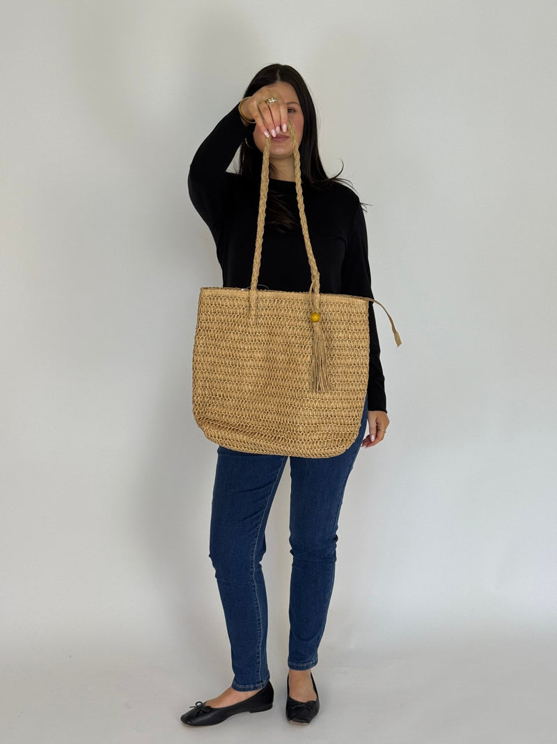 CHAMELEON_RAFFIA BEACH BAG TOTE _ RAFFIA BEACH BAG TOTE _ Ebony Boutique NZ