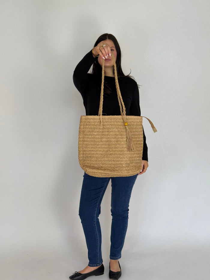 CHAMELEON_RAFFIA BEACH BAG TOTE _ RAFFIA BEACH BAG TOTE _ Ebony Boutique NZ