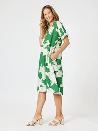 CLARITY_BARCELONA PRINT DRESS ELM/NATURAL _ BARCELONA PRINT DRESS ELM/NATURAL _ Ebony Boutique NZ