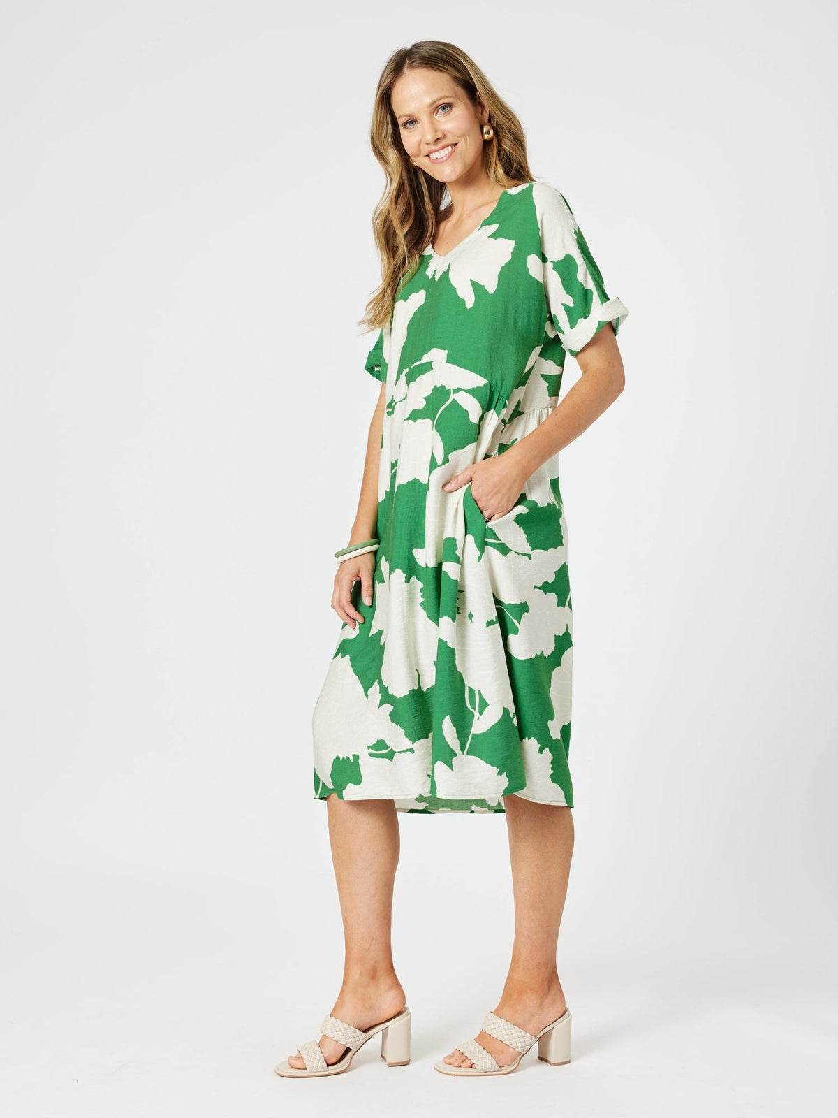 CLARITY_BARCELONA PRINT DRESS ELM/NATURAL _ BARCELONA PRINT DRESS ELM/NATURAL _ Ebony Boutique NZ