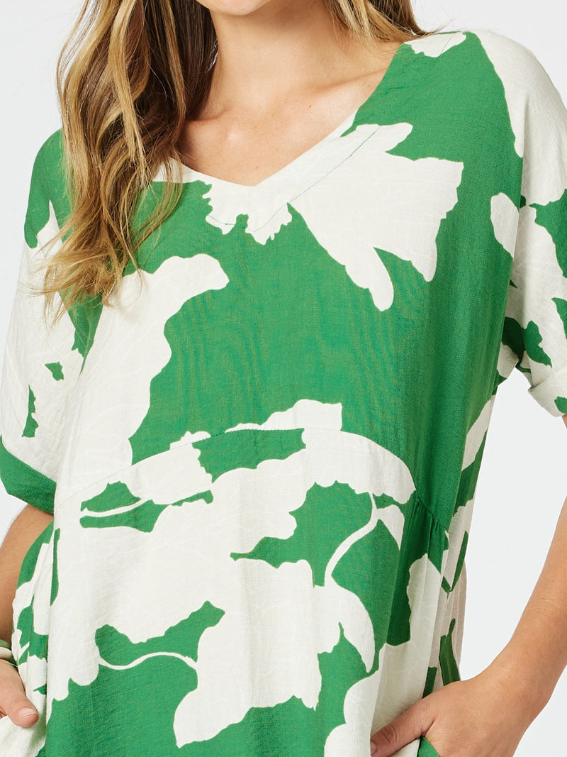 CLARITY_BARCELONA PRINT DRESS ELM/NATURAL _ BARCELONA PRINT DRESS ELM/NATURAL _ Ebony Boutique NZ