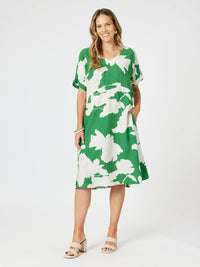 CLARITY_BARCELONA PRINT DRESS ELM/NATURAL _ BARCELONA PRINT DRESS ELM/NATURAL _ Ebony Boutique NZ