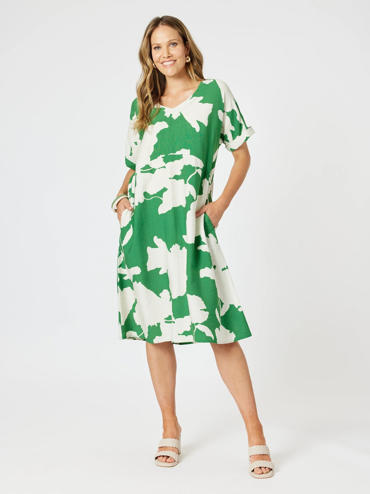 CLARITY_BARCELONA PRINT DRESS ELM/NATURAL _ BARCELONA PRINT DRESS ELM/NATURAL _ Ebony Boutique NZ