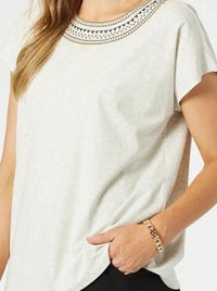 CLARITY_CROSS STITCH TEE NATURAL _ CROSS STITCH TEE NATURAL _ Ebony Boutique NZ