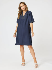 CLARITY_TOP STITCH DRESS NAVY _ TOP STITCH DRESS NAVY _ Ebony Boutique NZ