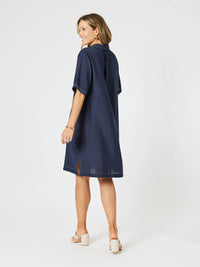 CLARITY_TOP STITCH DRESS NAVY _ TOP STITCH DRESS NAVY _ Ebony Boutique NZ