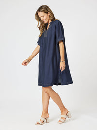 CLARITY_TOP STITCH DRESS NAVY _ TOP STITCH DRESS NAVY _ Ebony Boutique NZ