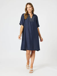 CLARITY_TOP STITCH DRESS NAVY _ TOP STITCH DRESS NAVY _ Ebony Boutique NZ