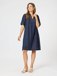 CLARITY_TOP STITCH DRESS NAVY _ TOP STITCH DRESS NAVY _ Ebony Boutique NZ